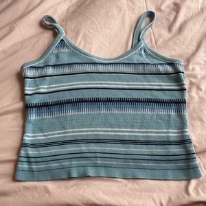 Blue striped cropped tank